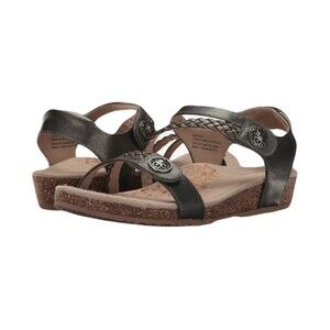NEW Aetrex Jillian Womens Size 5 Gunmetal Leather Arch Support Comfort Sandals